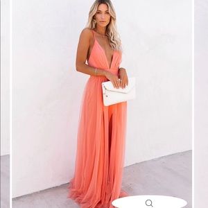 Apricot floor length dress